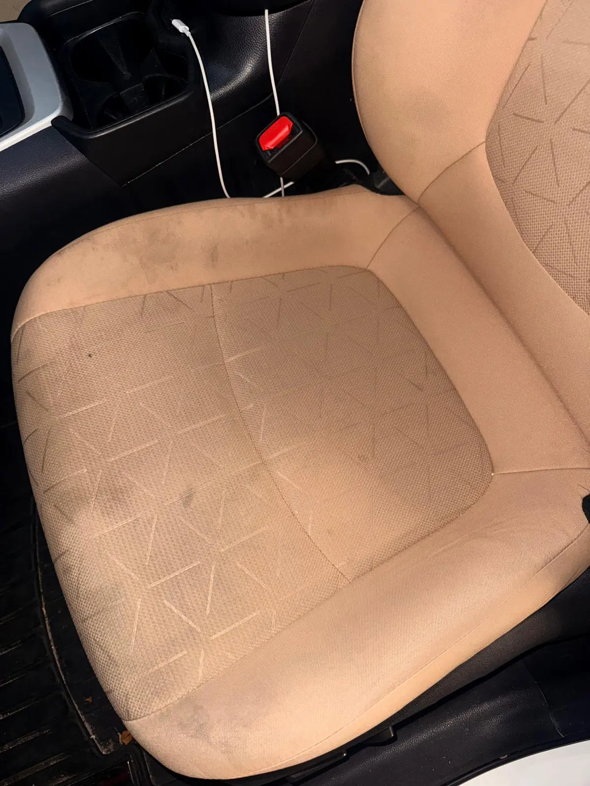 Before and after rear seat shampooing on SUV in Fort Lauderdale — deep extraction cleaning by Route95